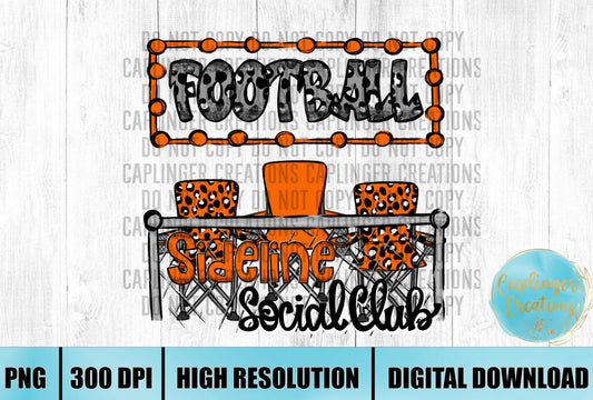 Orange Football Sidelines Social Club - Digital download 300DPI PNG FILE