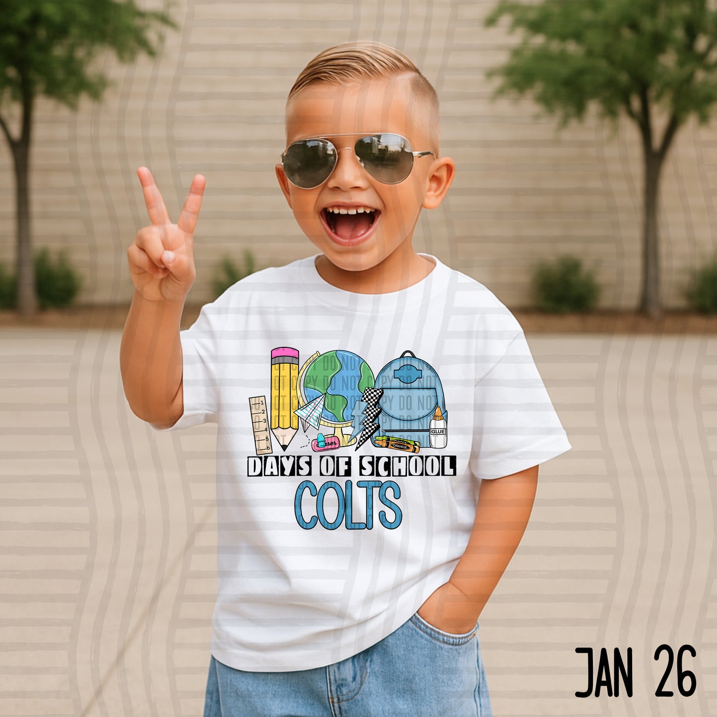 100 days of school (Boyish) - Custom + DROPDOWN - 300 DPI digital download