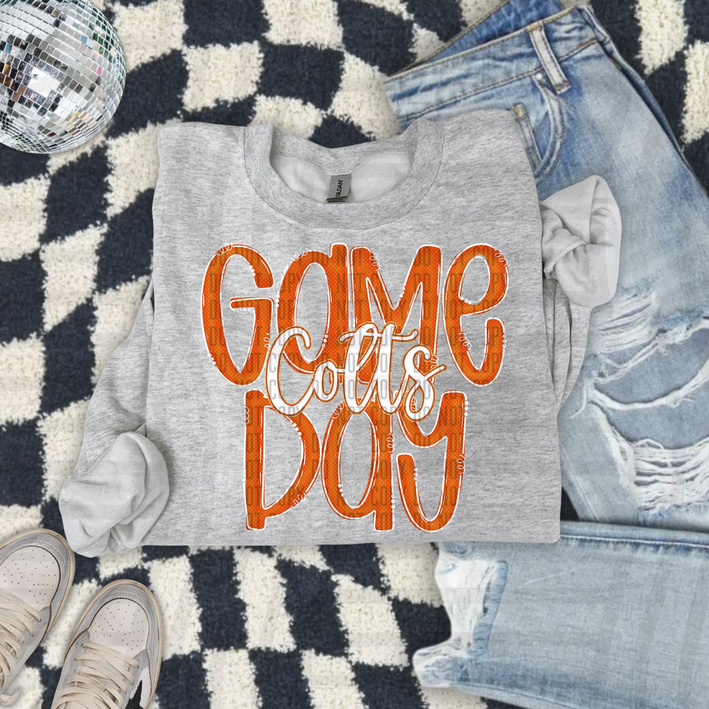 Orange - GAME DAY Doodles - 300 dpi Digital Download