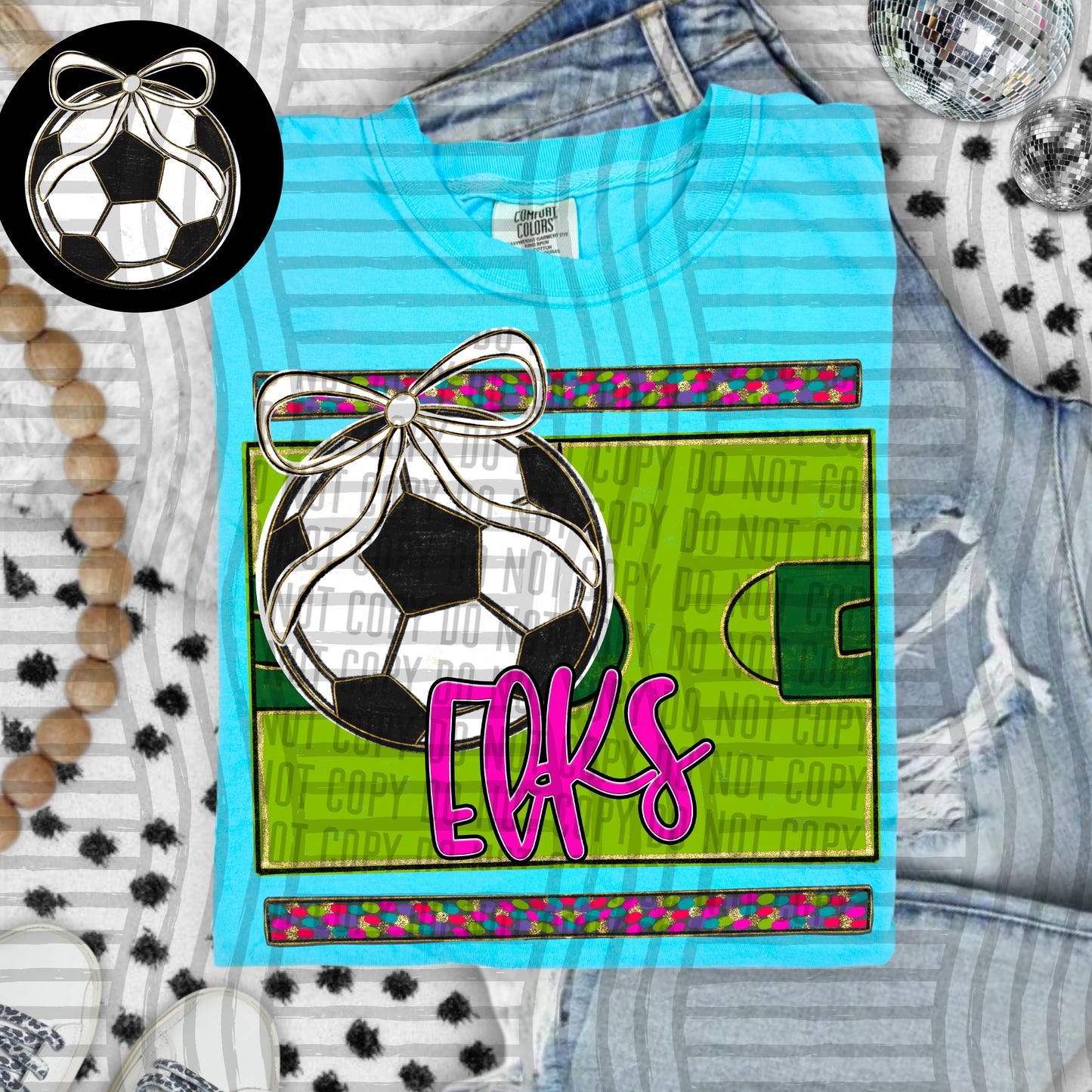 Preppy Soccer Field -optional pocket + Custom + Dropdown - 300 dpi Digital Download