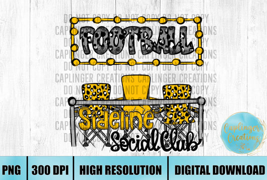 Yellow Football Sidelines Social Club - Digital download 300DPI PNG FILE