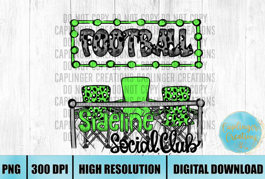 Lime Green Football Sidelines Social Club - Digital download 300DPI PNG FILE