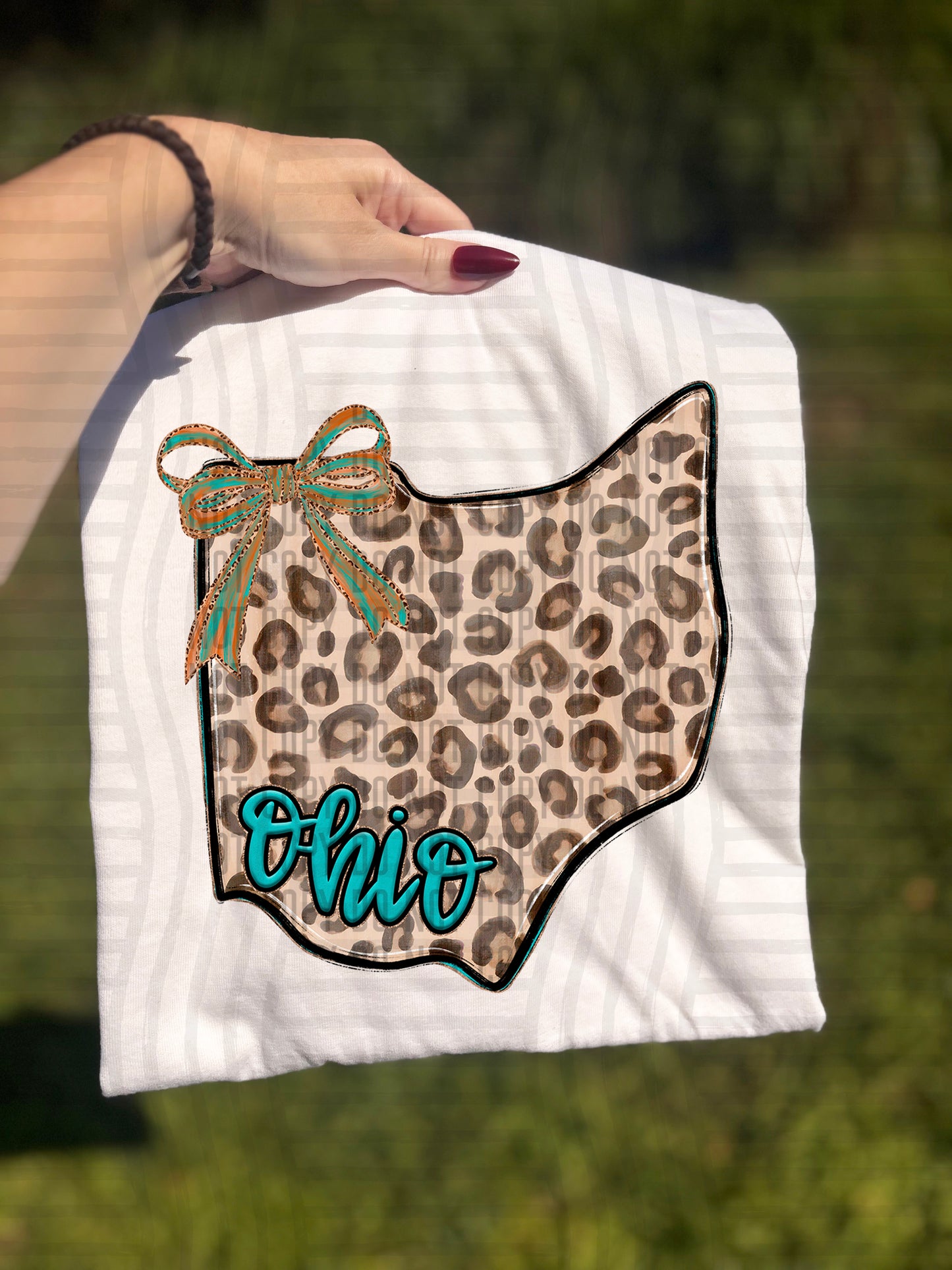 PICK A STATE -  Teal and Leopard - Digital download 300DPI PNG FILE