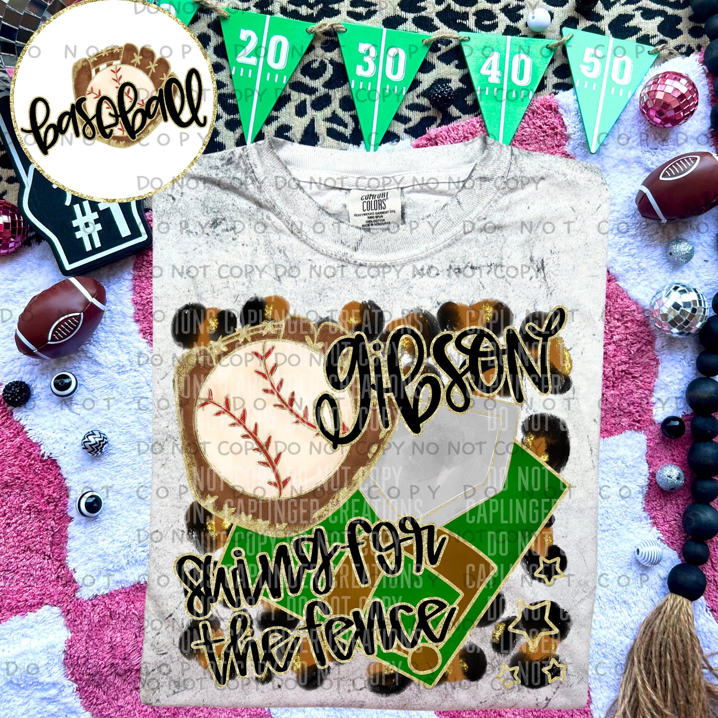 Swing for the fence - Animal Print BASEBALL with optional sleeve/front- DROPDOWN + CUSTOM - Digital Download 300DPI PNG FILE