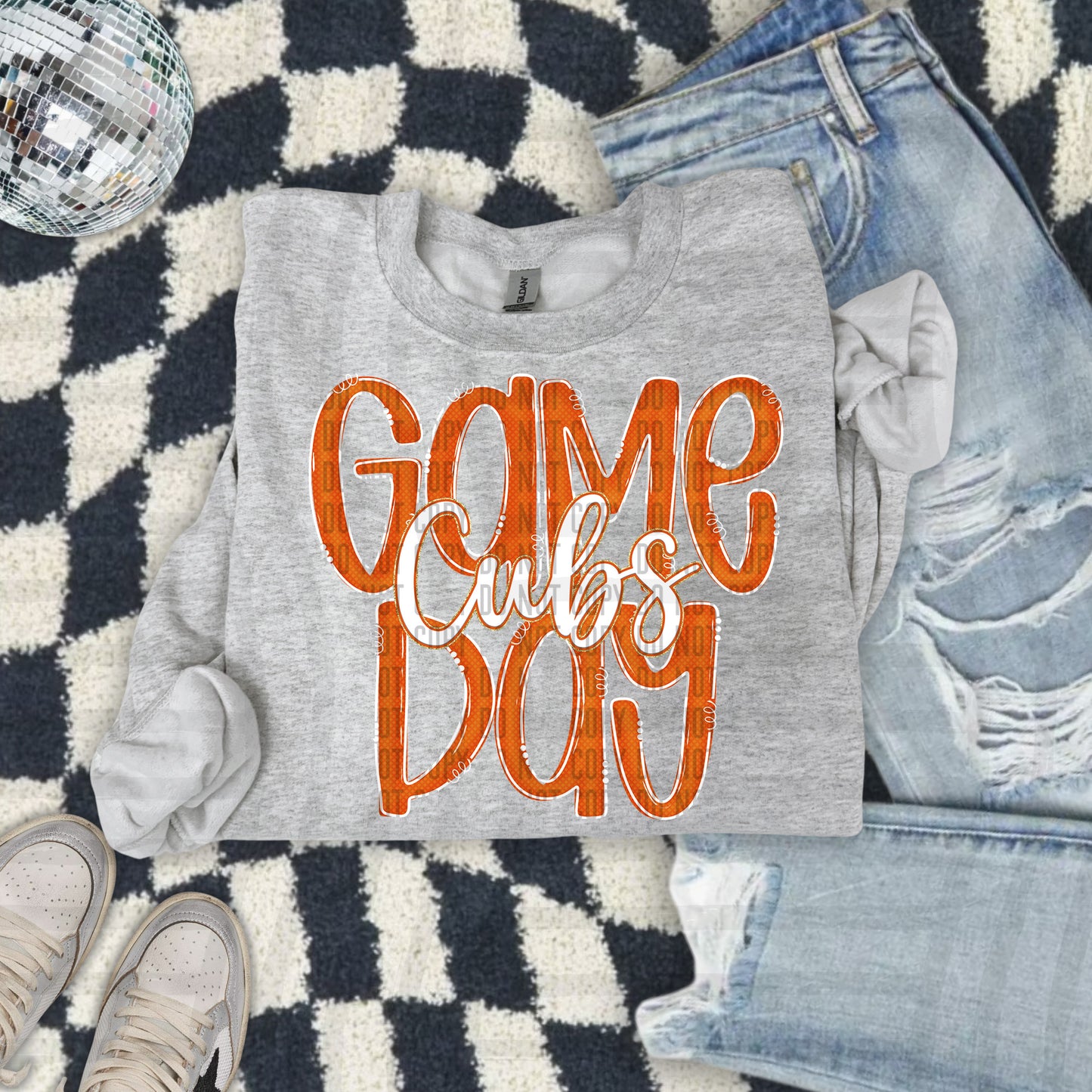 Orange - GAME DAY Doodles - 300 dpi Digital Download