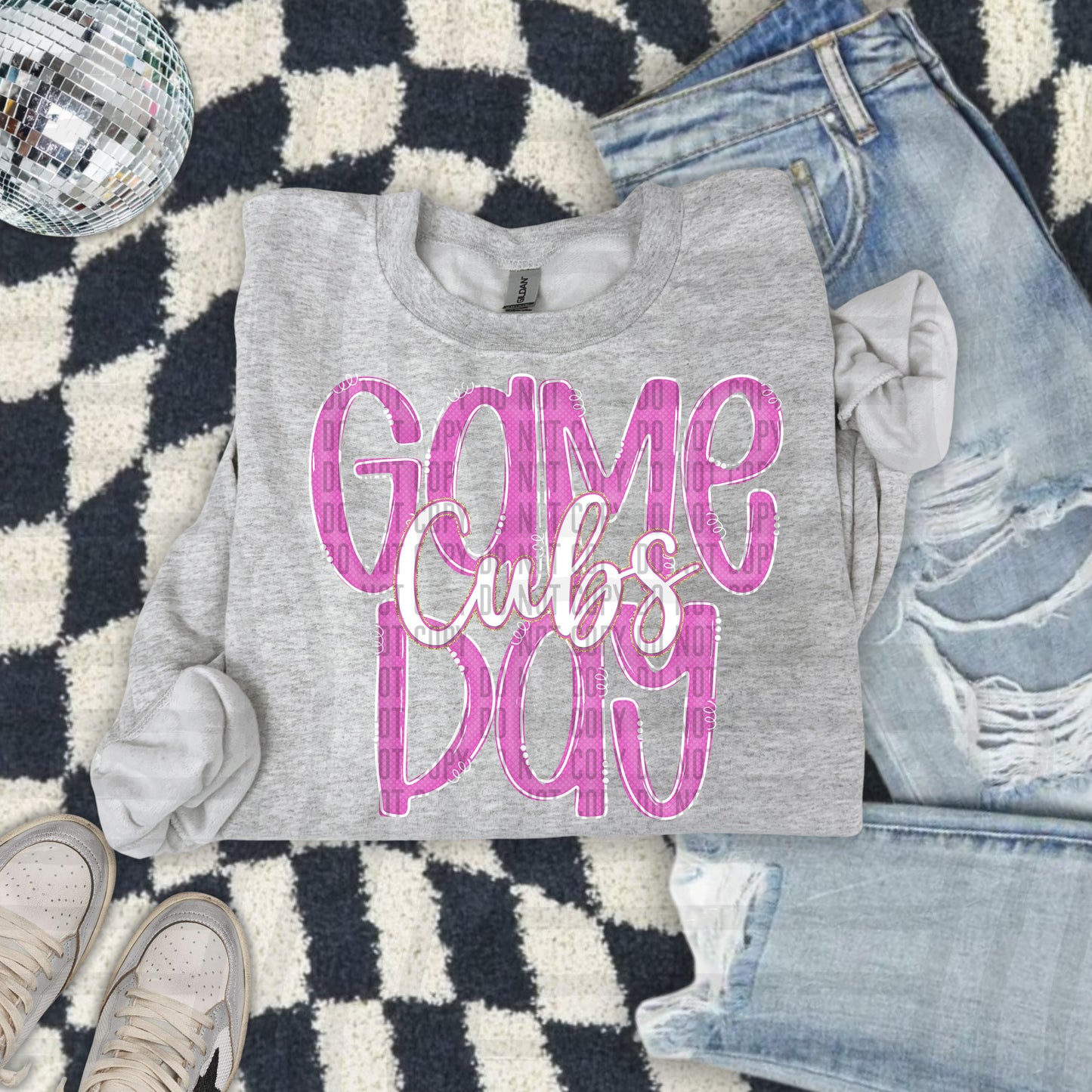 Pink - GAME DAY Doodles - 300 dpi Digital Download