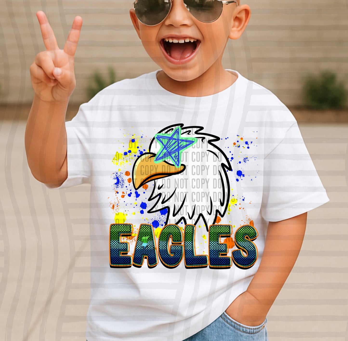 Paint Splatter STARRY EYED mascots blue/green/orange -  Digital Download 300DPI PNG FILE