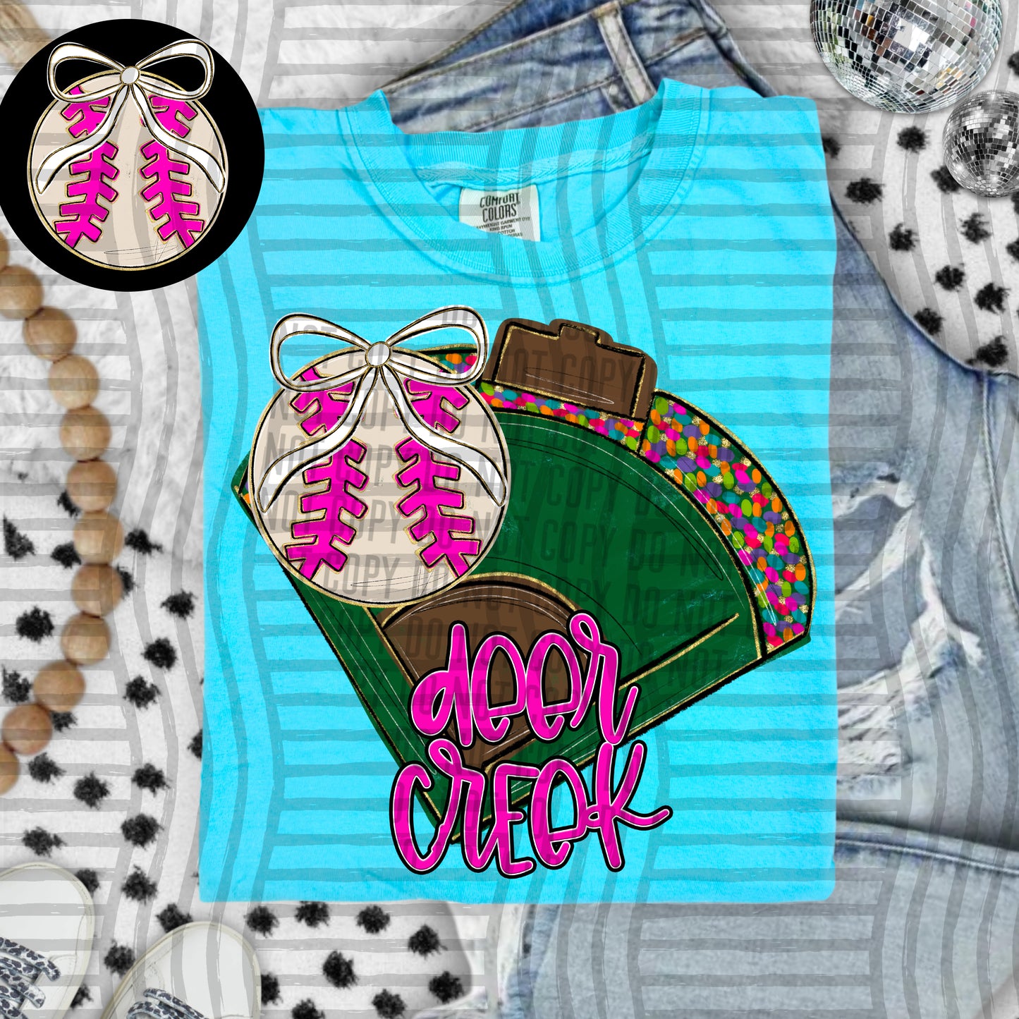 Preppy Baseball Field -optional pocket + Custom + Dropdown - 300 dpi Digital Download