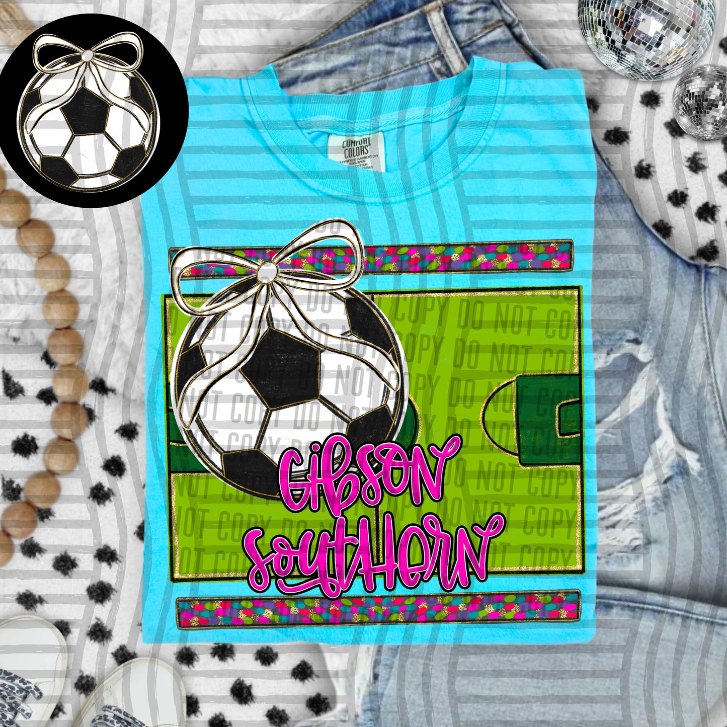 Preppy Soccer Field -optional pocket + Custom + Dropdown - 300 dpi Digital Download