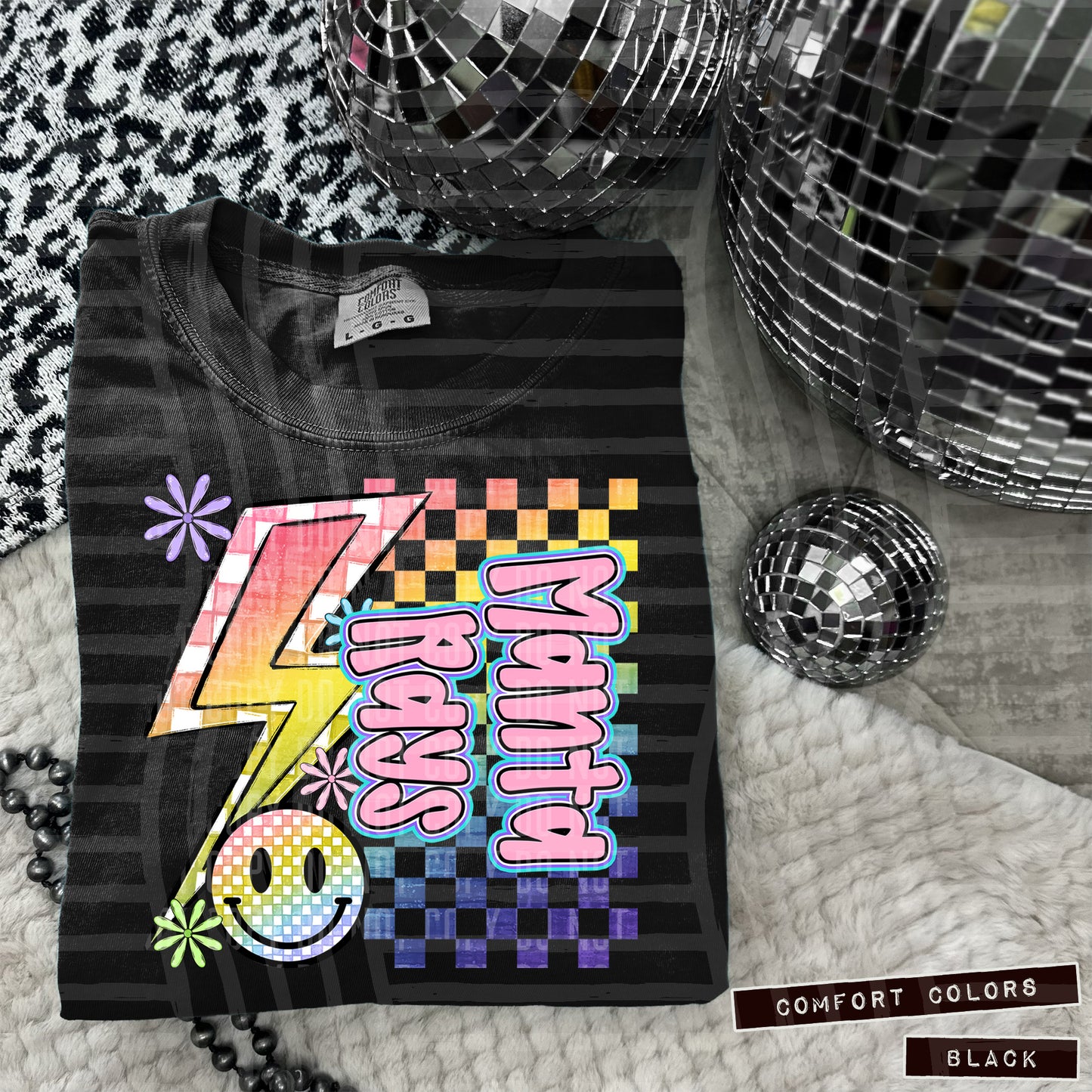 Sideways Rainbow Checker Bolt Happy Mascots Dropdown - Digital Download 300DPI PNG FILE