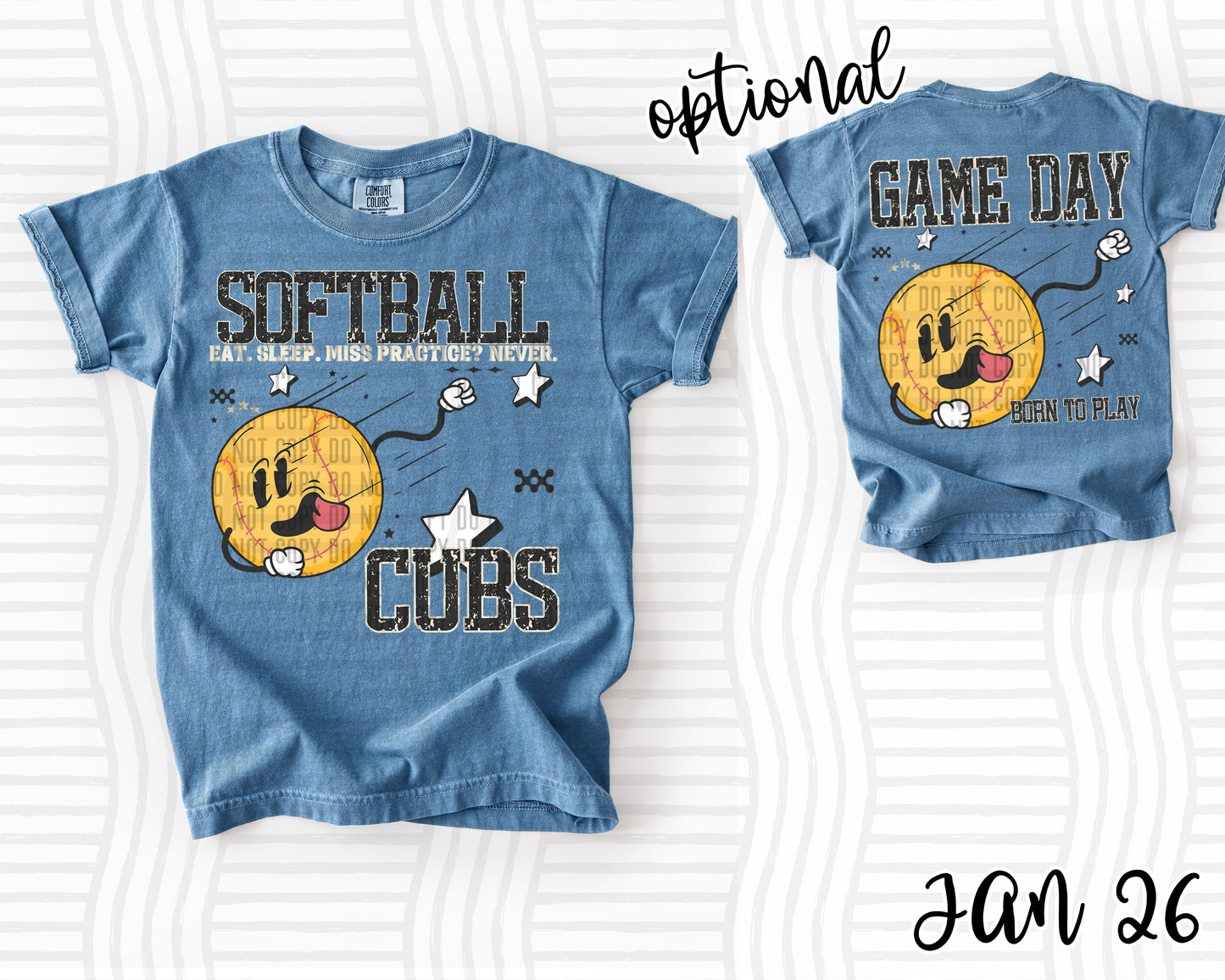 Softball Eat. Sleep. Miss Practice? Never.  OPTIONAL front   - Custom + DROPDOWN - 300 DPI digital download