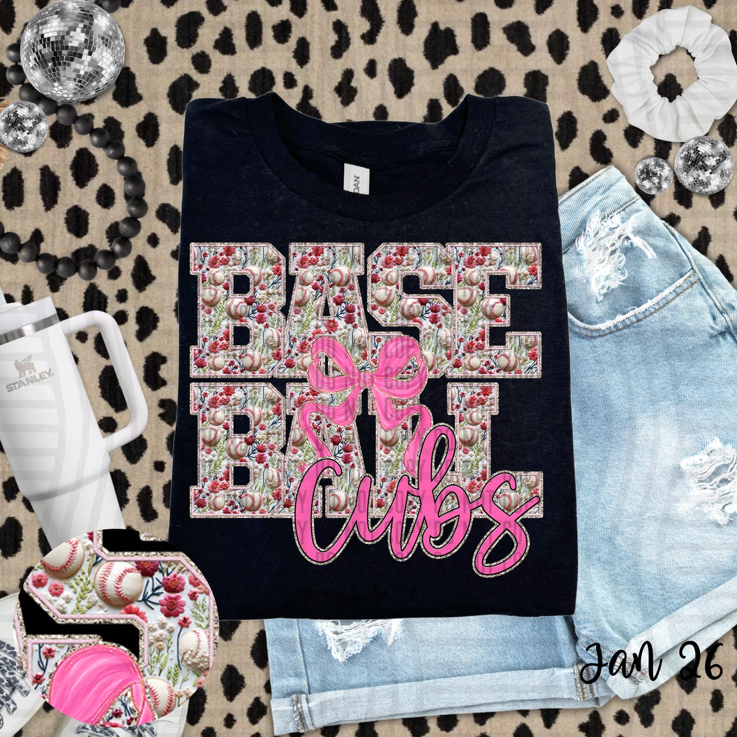 Floral Baseball  - Custom + DROPDOWN - 300 DPI digital download