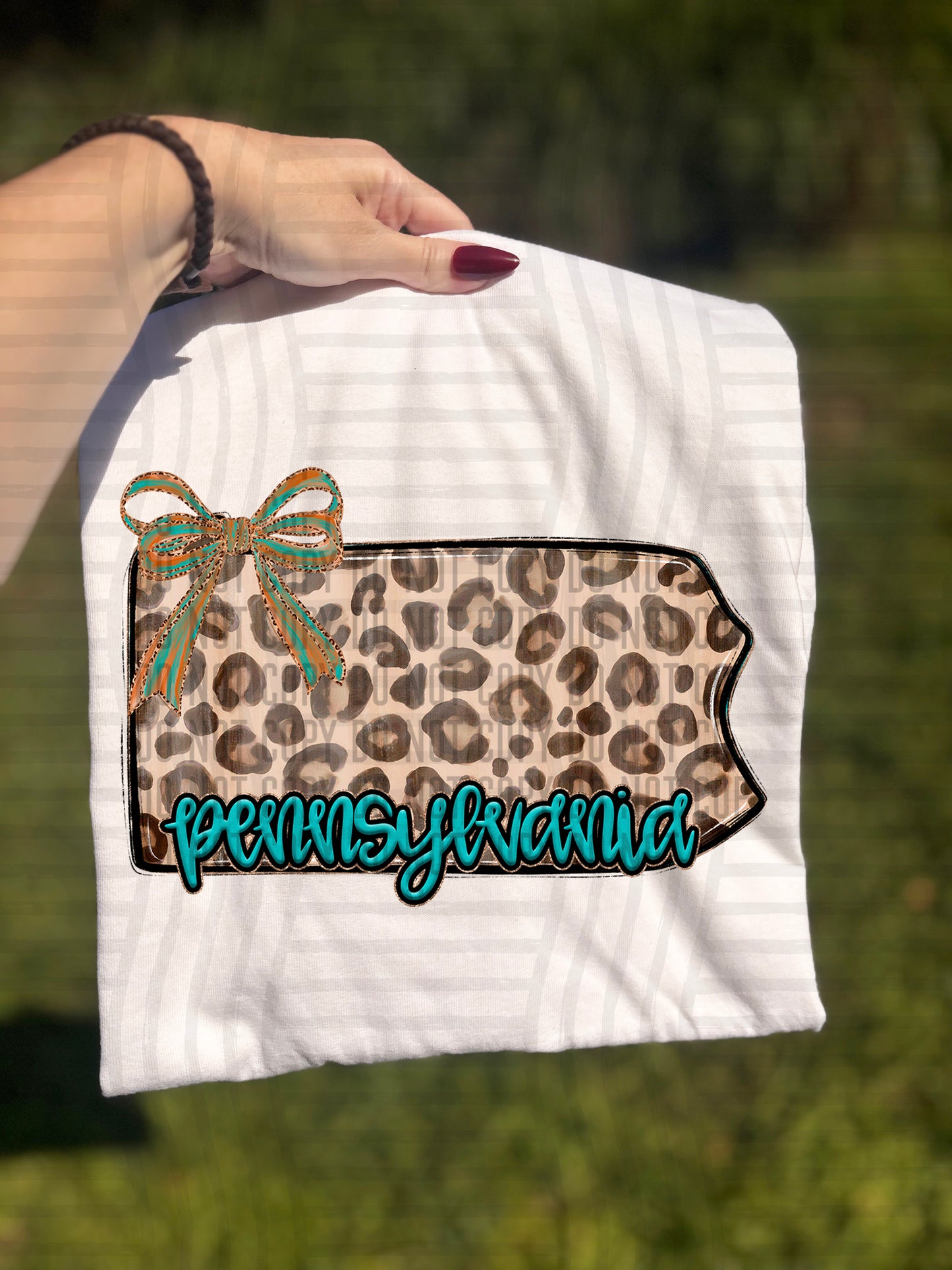 PICK A STATE -  Teal and Leopard - Digital download 300DPI PNG FILE