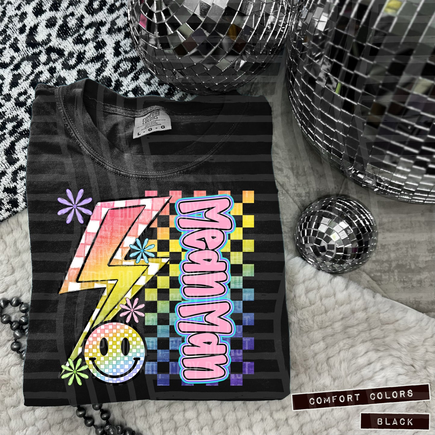 Sideways Rainbow Checker Bolt Happy Mascots Dropdown - Digital Download 300DPI PNG FILE