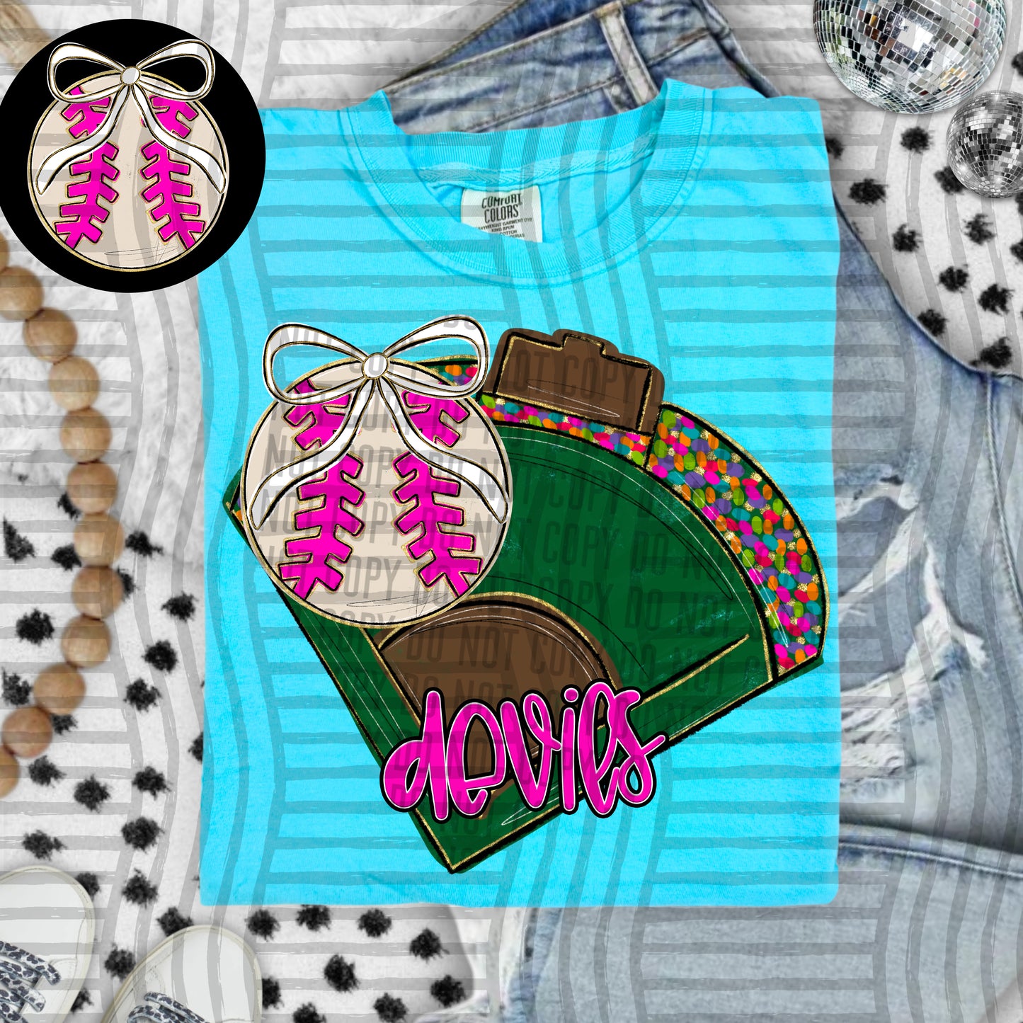 Preppy Baseball Field -optional pocket + Custom + Dropdown - 300 dpi Digital Download