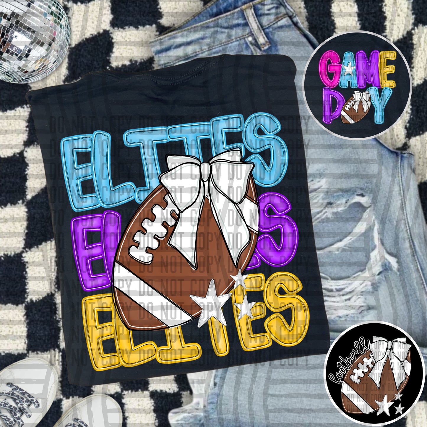 Bright Preppy Stacked Football with optional pocket/sleeve - DIGITAL DOWNLOAD 300 dpi