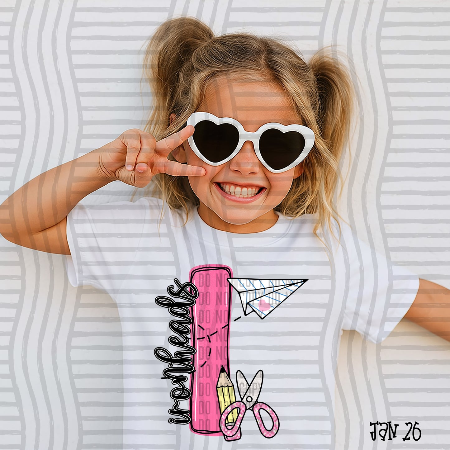 Pink Initials School -  Custom + DROPDOWN - 300 DPI digital download