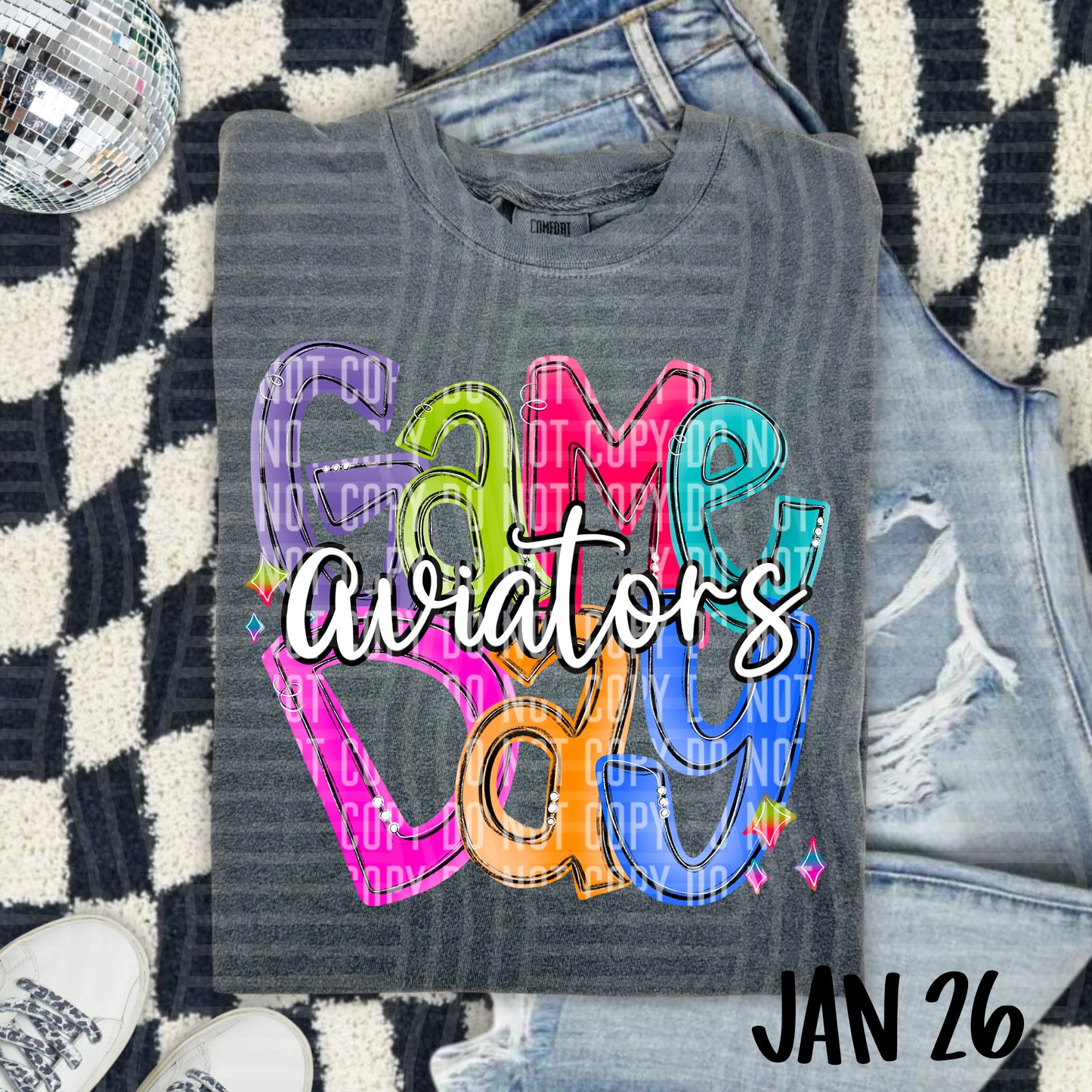 Hand Lettered Bright Preppy Game Day  - Custom + DROPDOWN - 300 DPI digital download