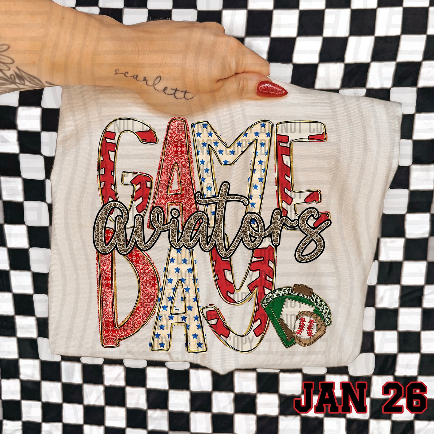 Game Day Baseball LEOPARD PRINT CENTER - Custom + DROPDOWN - 300 DPI digital download