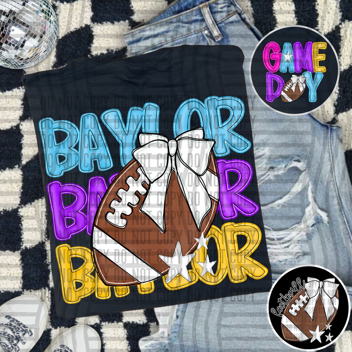 Bright Preppy Stacked Football with optional pocket/sleeve - DIGITAL DOWNLOAD 300 dpi