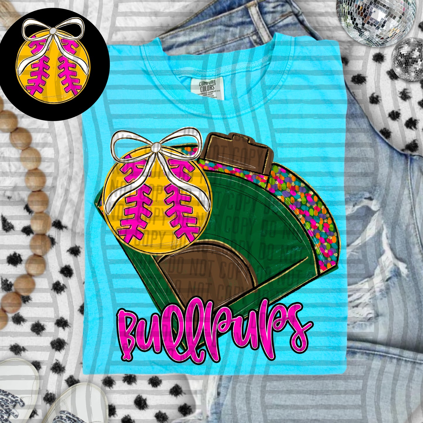 Preppy Softball Field - optional pocket + Custom + Dropdown - 300 dpi Digital Download