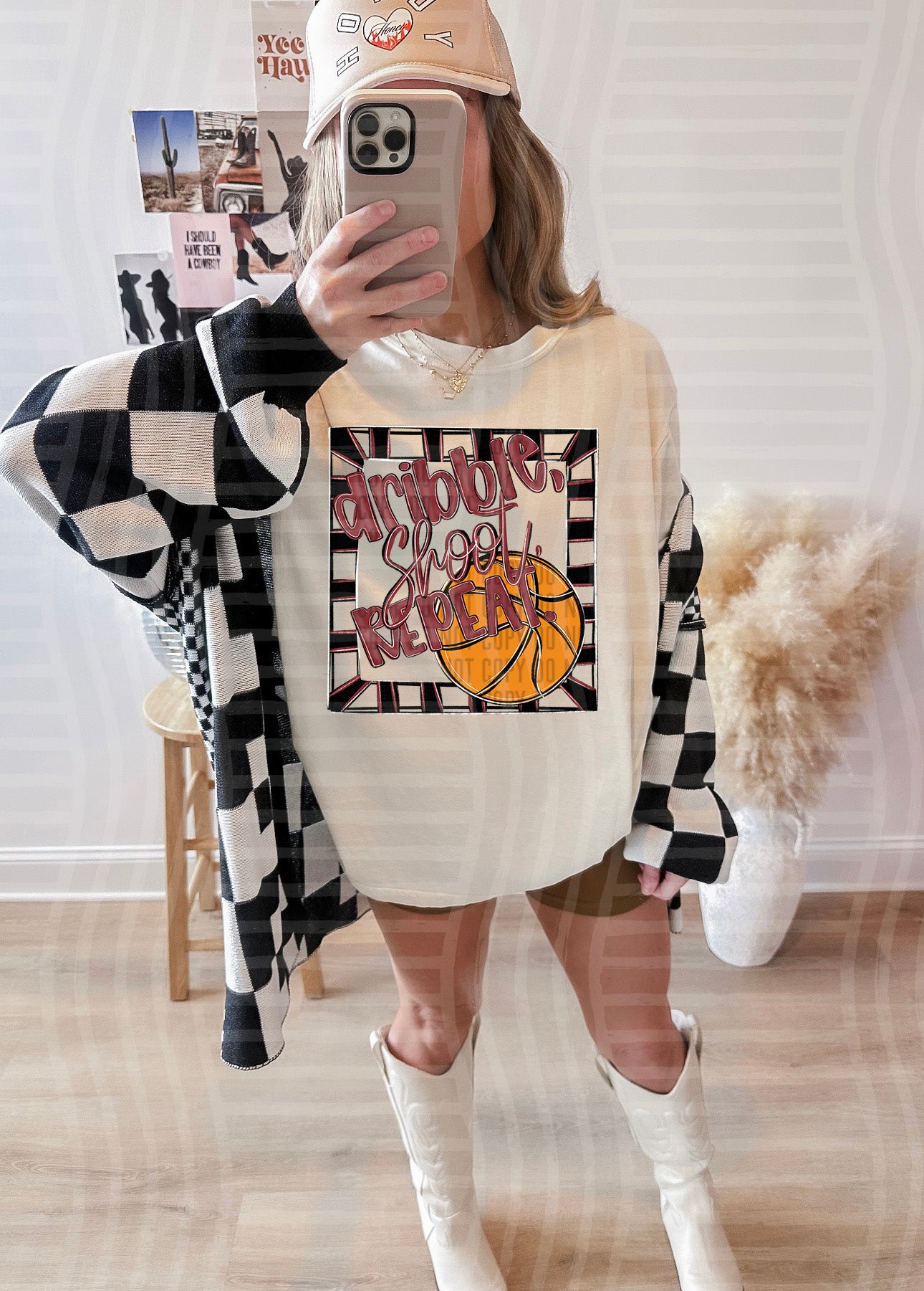 Dribble, Shoot, Repeat. - Color Dropdown Digital Download 300DPI PNG FILE