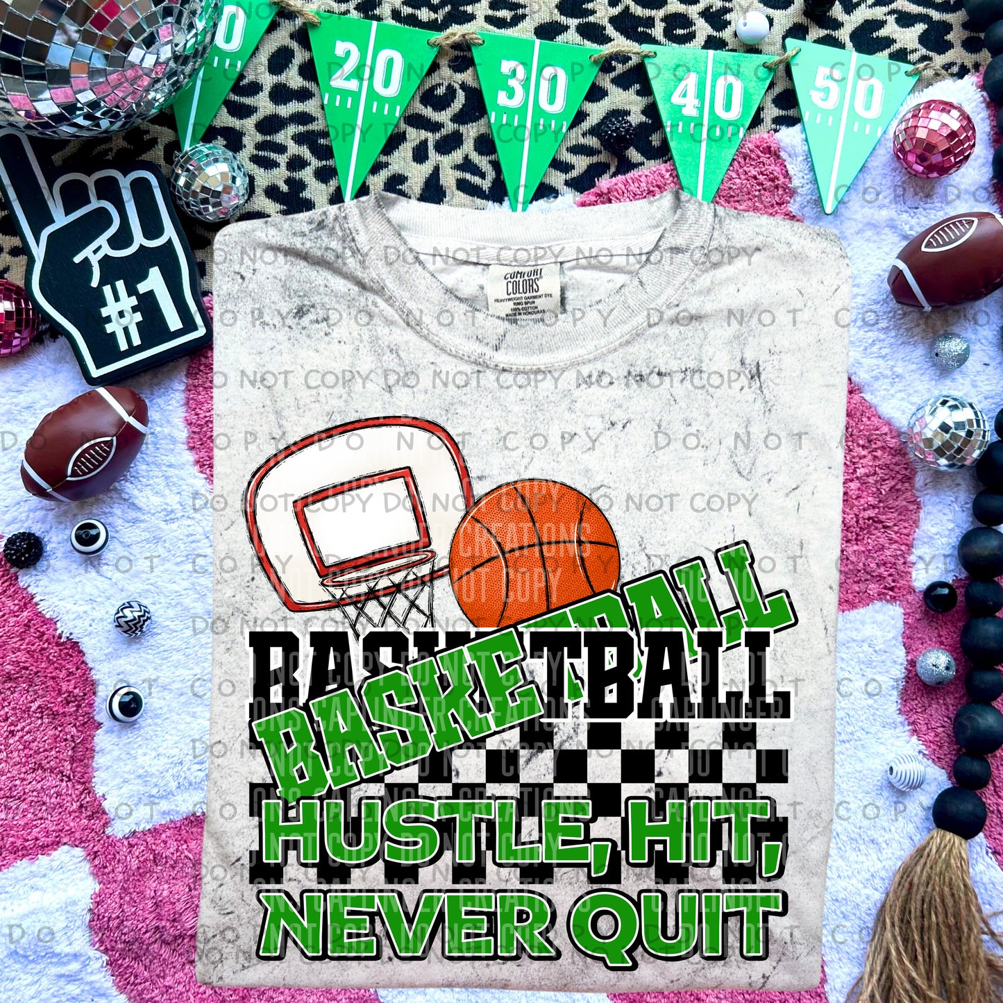 BASKETBALL hustle, hit , never quit - Color Dropdown Digital Download 300DPI PNG FILE