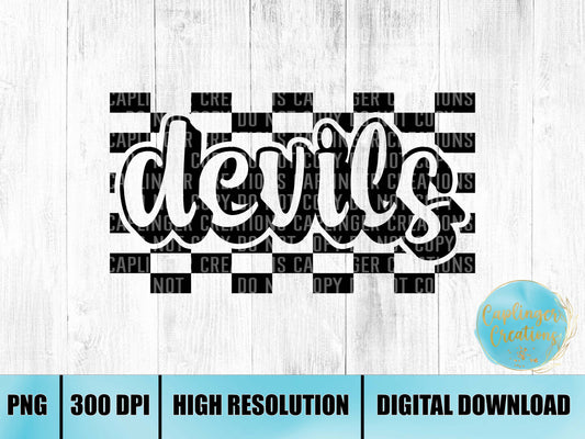 checkered team DEVILS - Digital download 300DPI PNG FILE