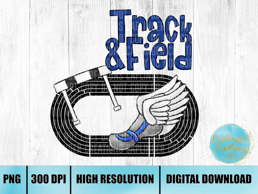 BLUE Running Track - Digital download 300DPI PNG FILE