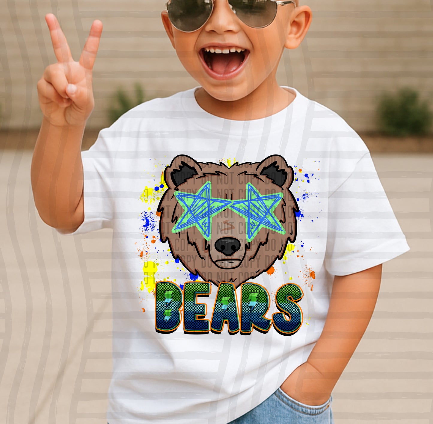 Paint Splatter STARRY EYED mascots blue/green/orange -  Digital Download 300DPI PNG FILE
