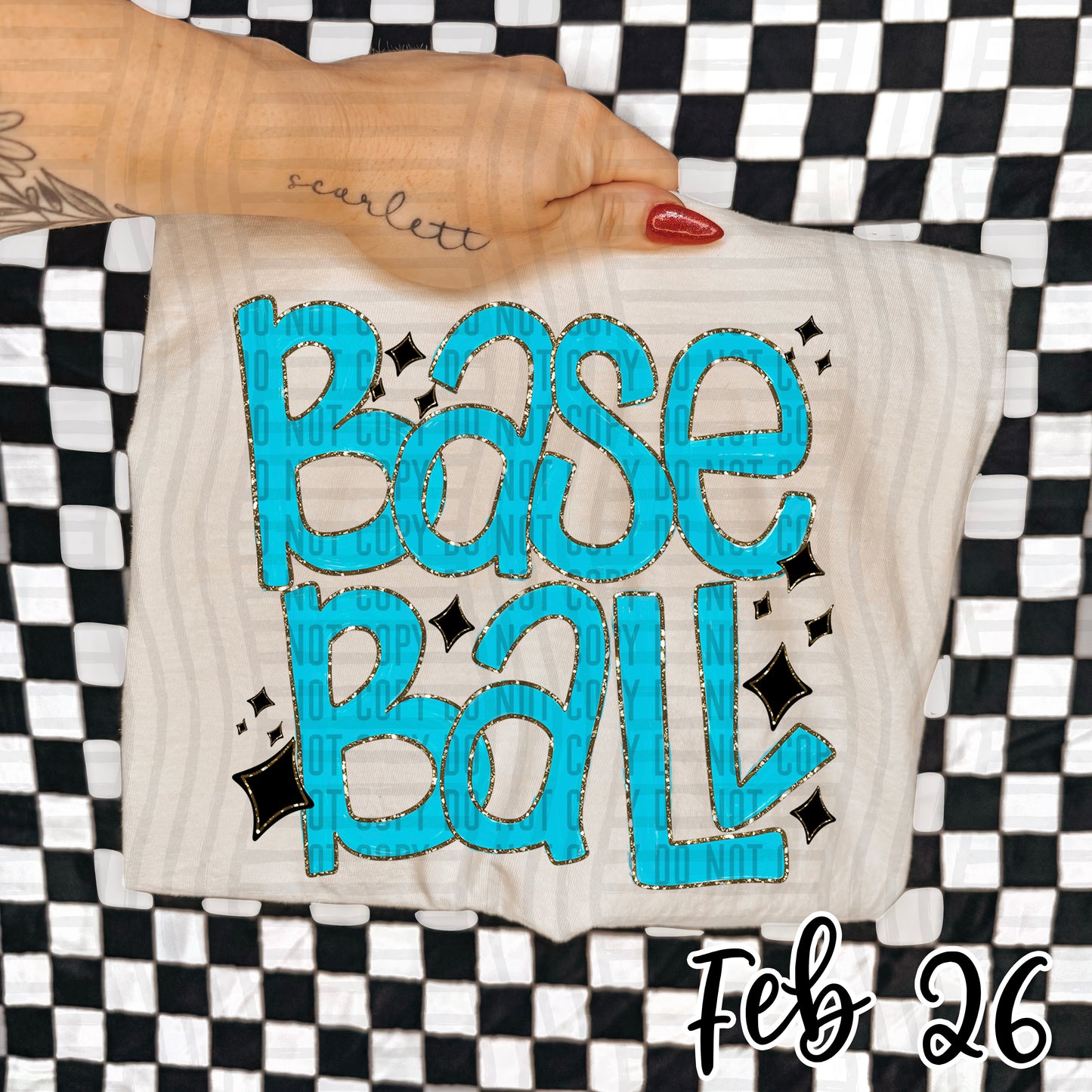 Baseball Hand Lettered -  Color Dropdown Digital Download 300DPI PNG FILE