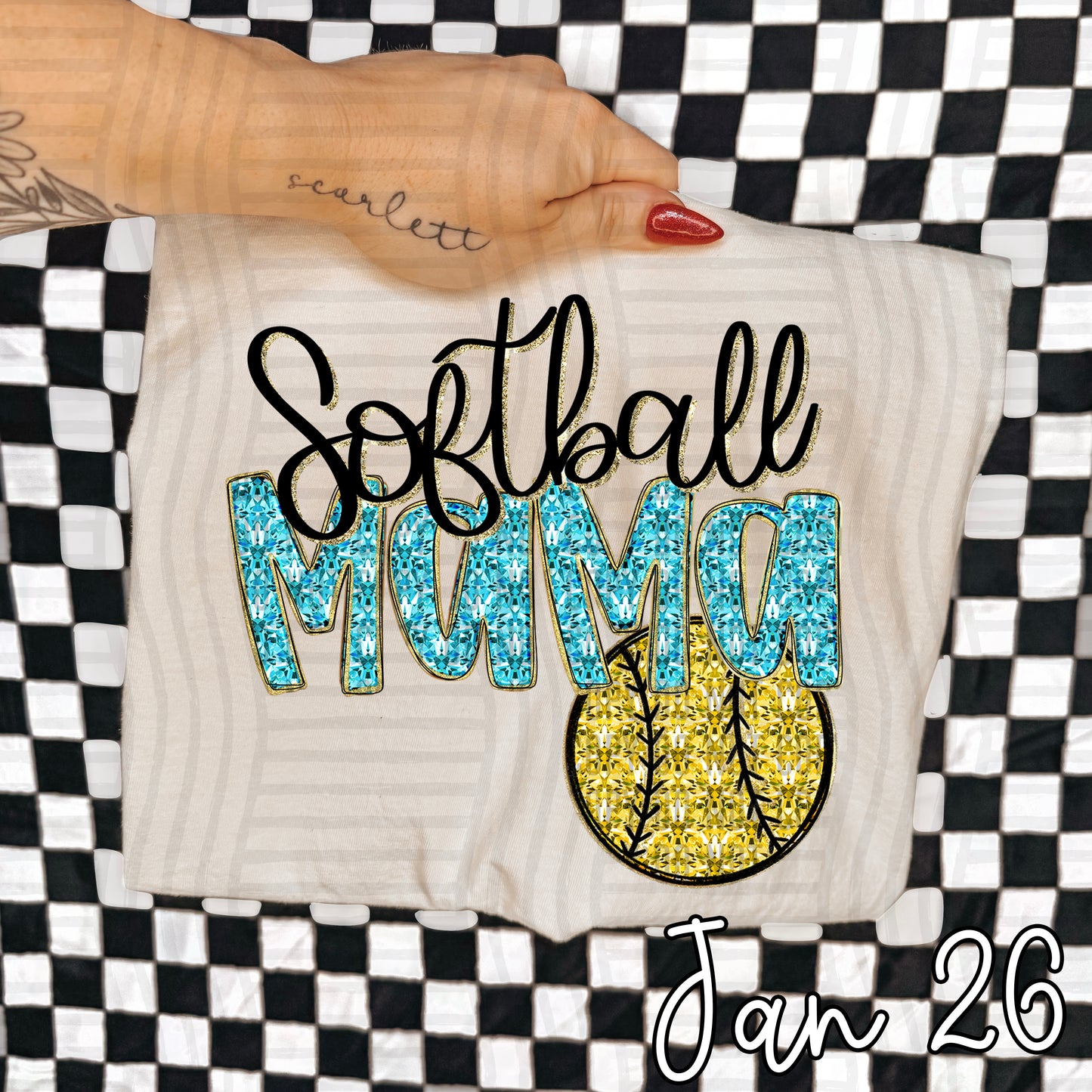 SOFTBALL Mama Bling - Faux Diamonds - Color Dropdown Digital Download 300DPI PNG FILE