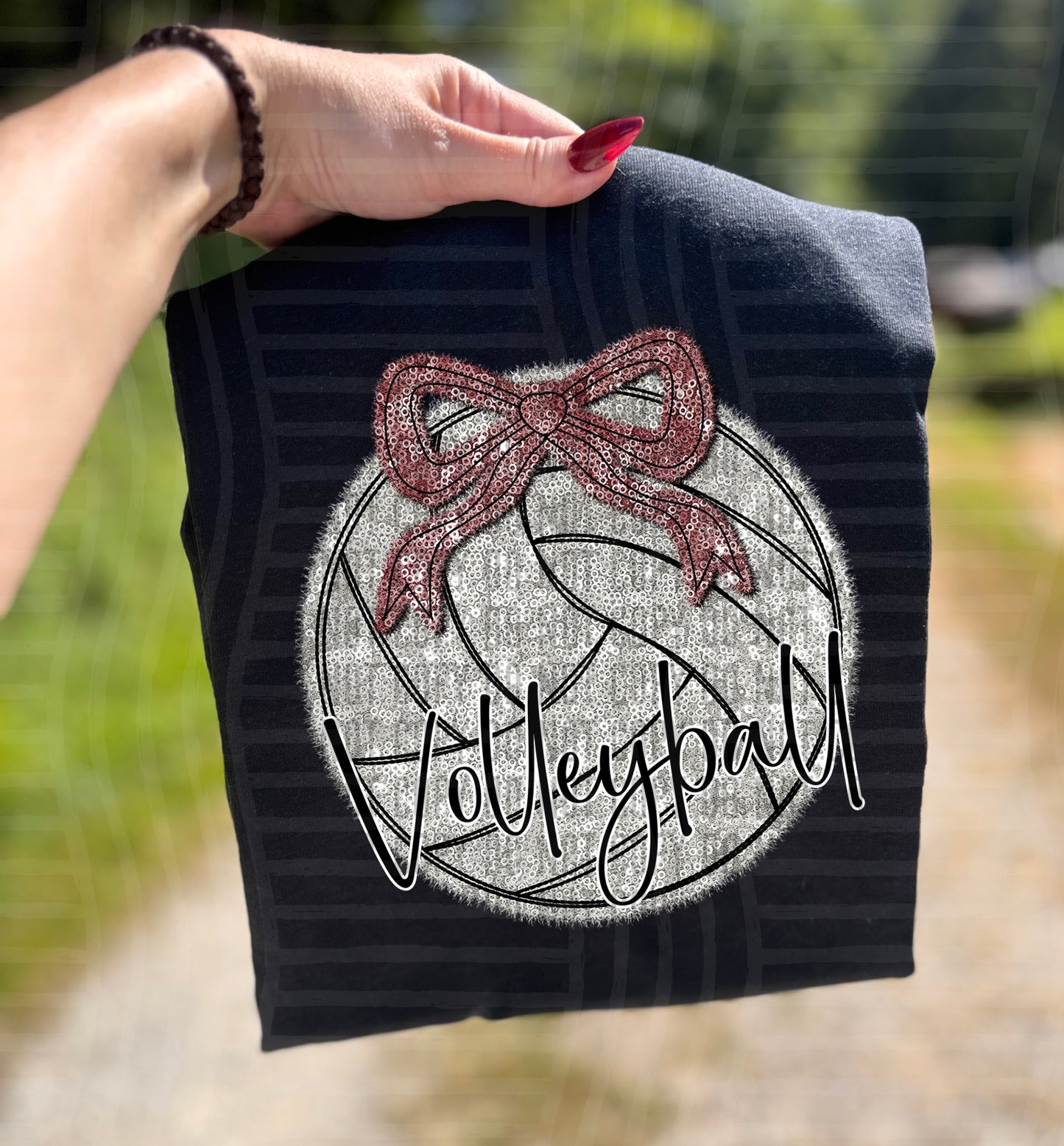 Volleyball with bow - Faux sequin- Color Dropdown Digital Download 300DPI PNG FILE