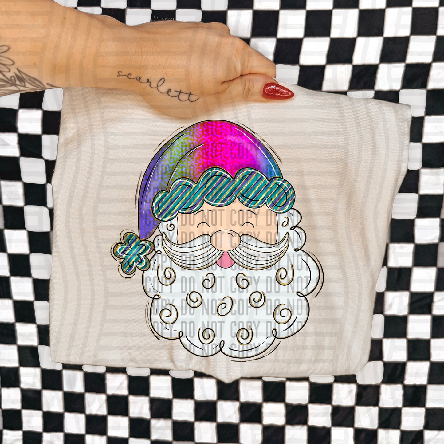 Hand Drawn Santa - Rainbow Leopard - Choose DESIGN 300DPI PNG FILE
