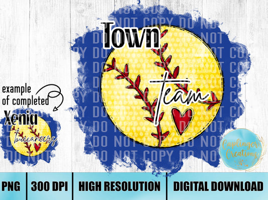 Custom softball town/team graphic - Digital download 300DPI PNG FILE