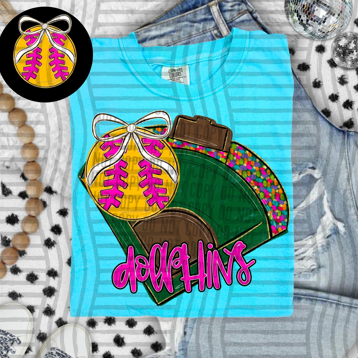 Preppy Softball Field - optional pocket + Custom + Dropdown - 300 dpi Digital Download