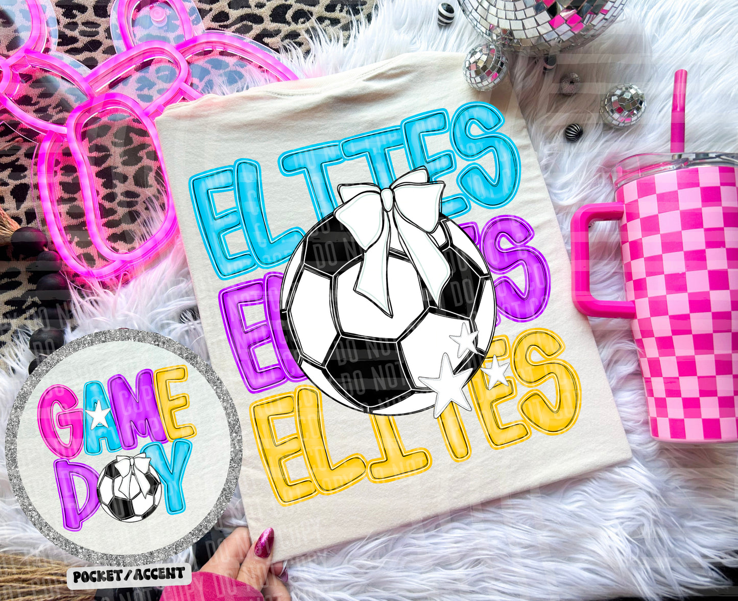 Bright Preppy Stacked Soccer Dropdown Digital Download 300DPI PNG FILE