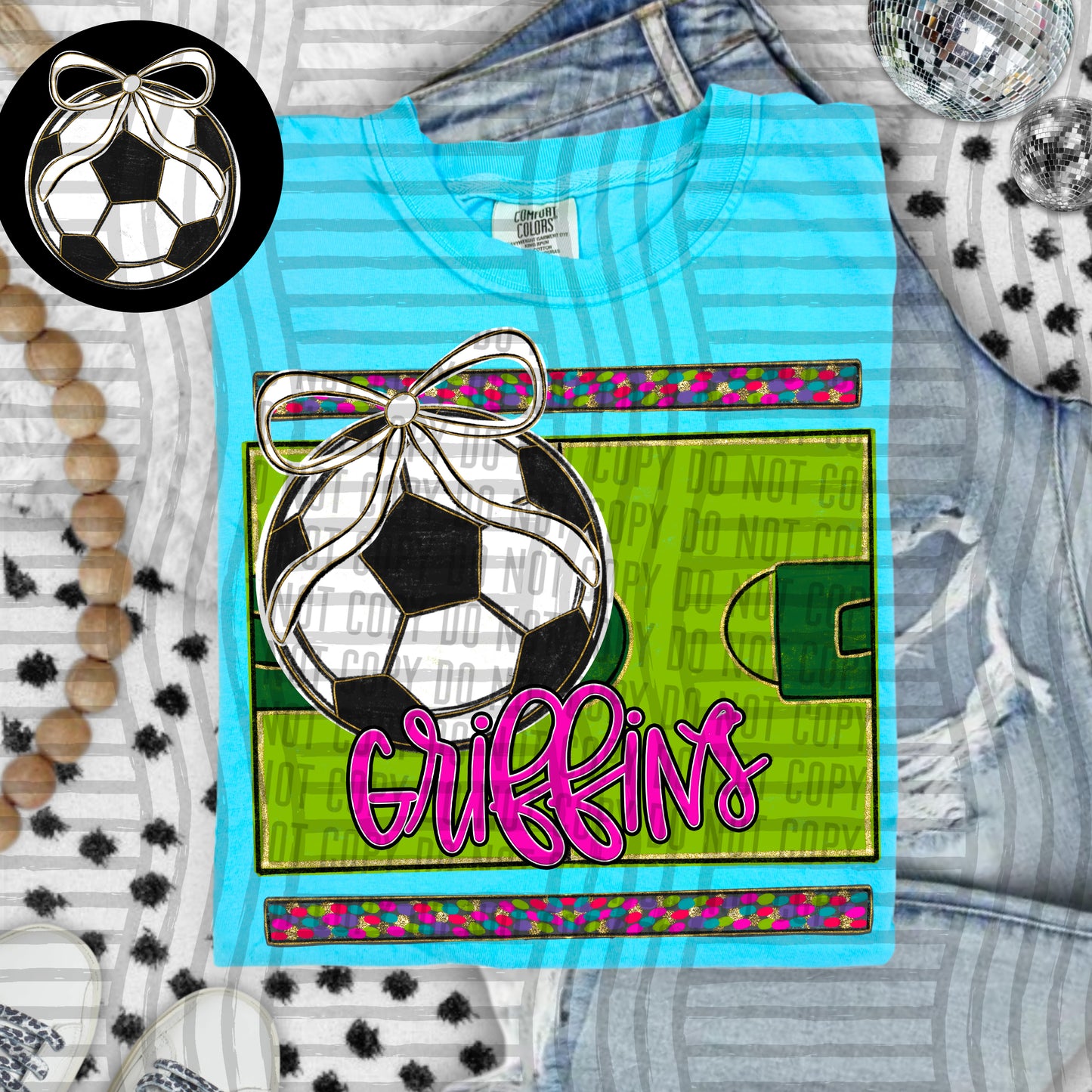 Preppy Soccer Field -optional pocket + Custom + Dropdown - 300 dpi Digital Download