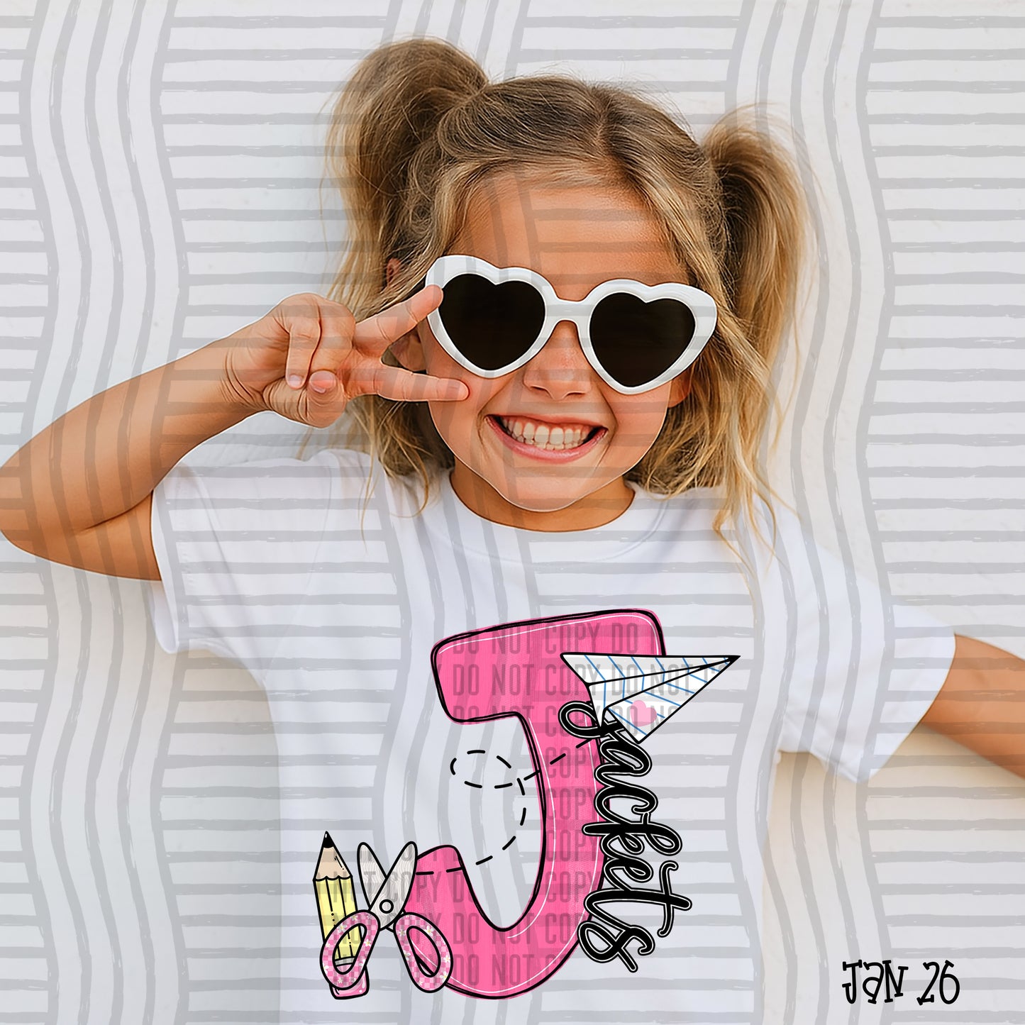 Pink Initials School -  Custom + DROPDOWN - 300 DPI digital download