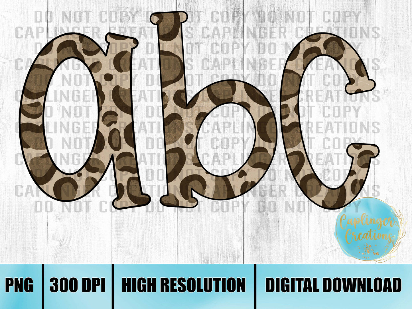 Hand drawn Leopard print - ALPHA SET A-Z  - Digital download 300DPI PNG FILE