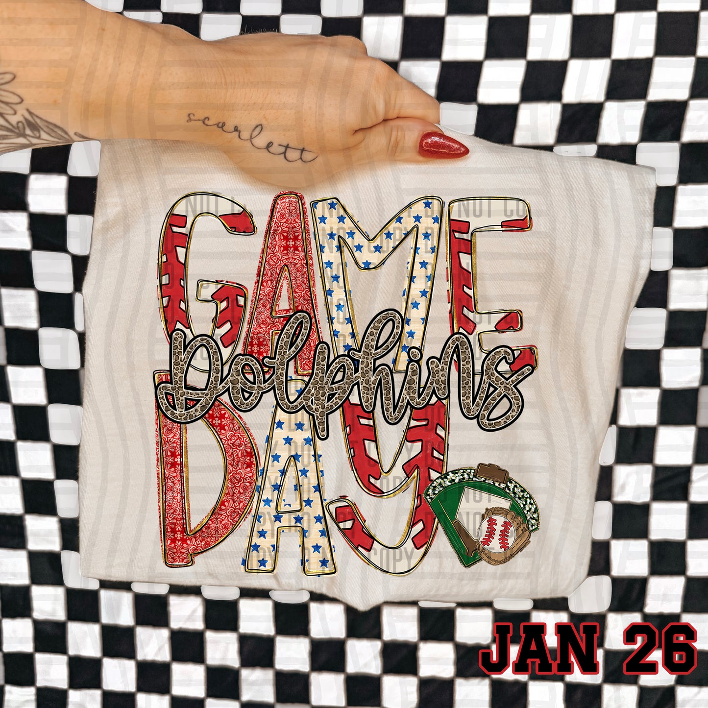 Game Day Baseball LEOPARD PRINT CENTER - Custom + DROPDOWN - 300 DPI digital download
