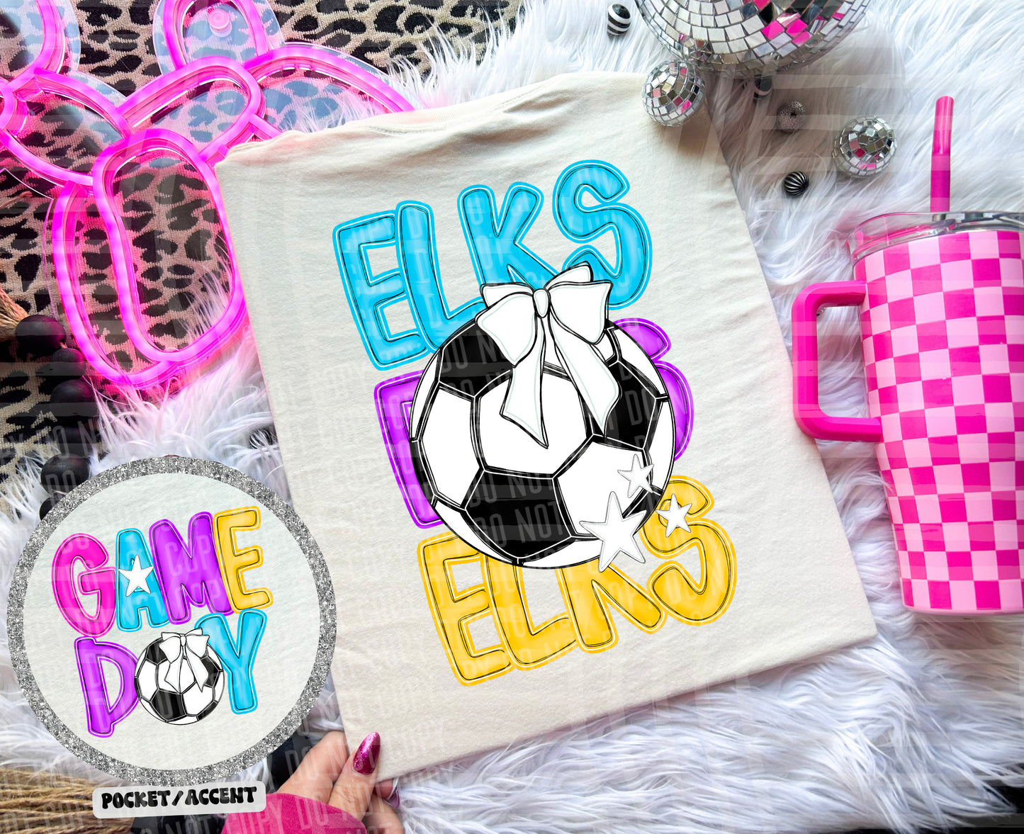 Bright Preppy Stacked Soccer Dropdown Digital Download 300DPI PNG FILE