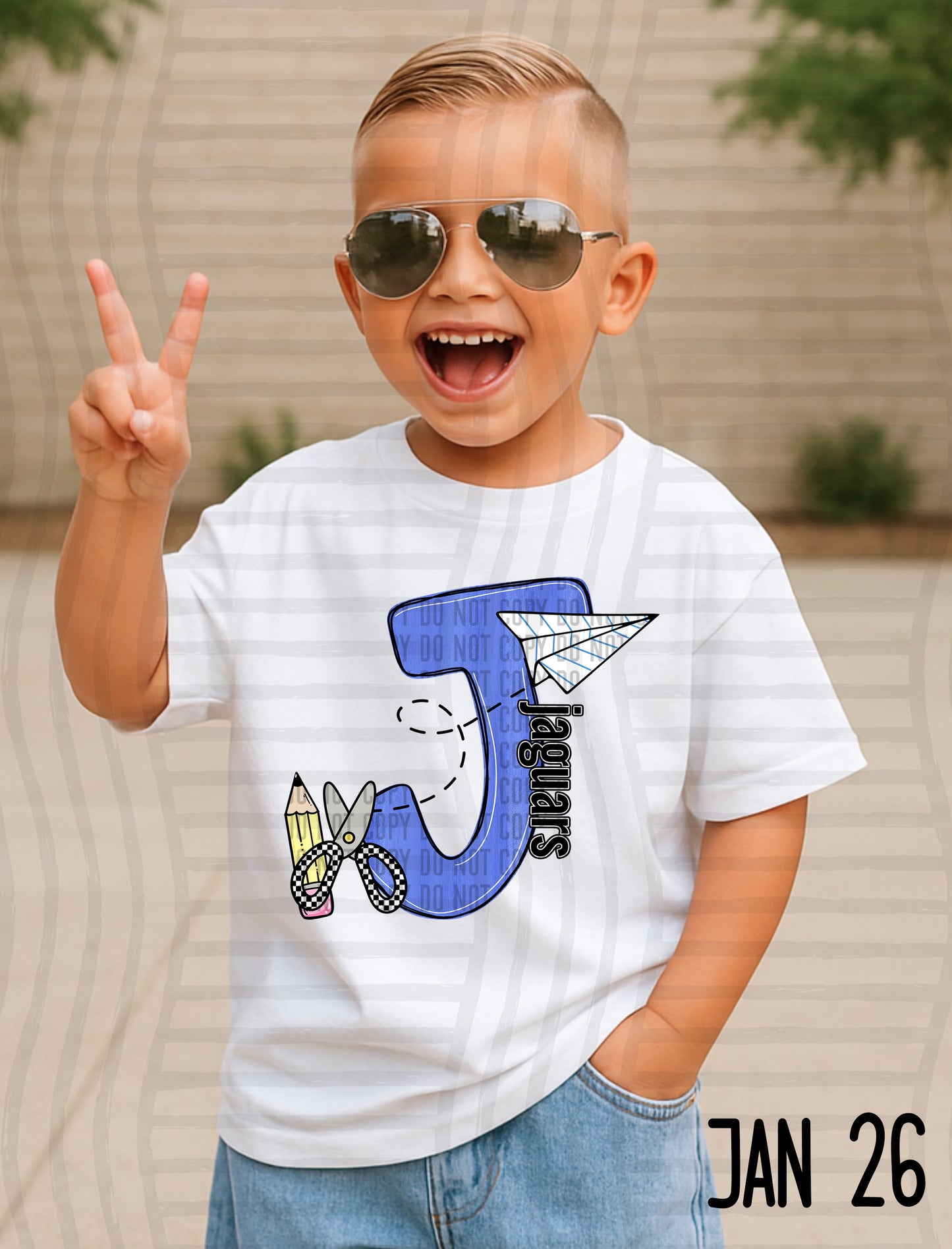 Blue Checks Initials School - Custom + DROPDOWN - 300 DPI digital download