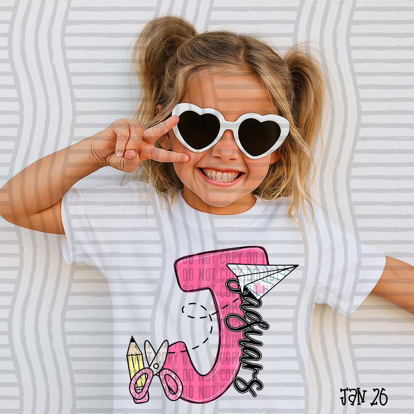 Pink Initials School -  Custom + DROPDOWN - 300 DPI digital download