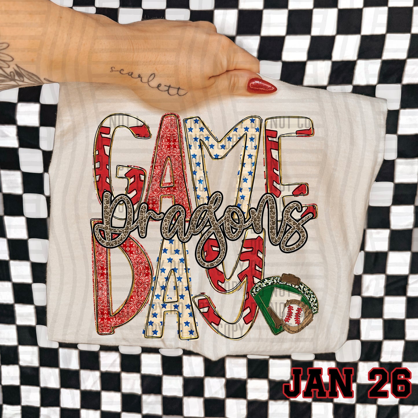 Game Day Baseball LEOPARD PRINT CENTER - Custom + DROPDOWN - 300 DPI digital download