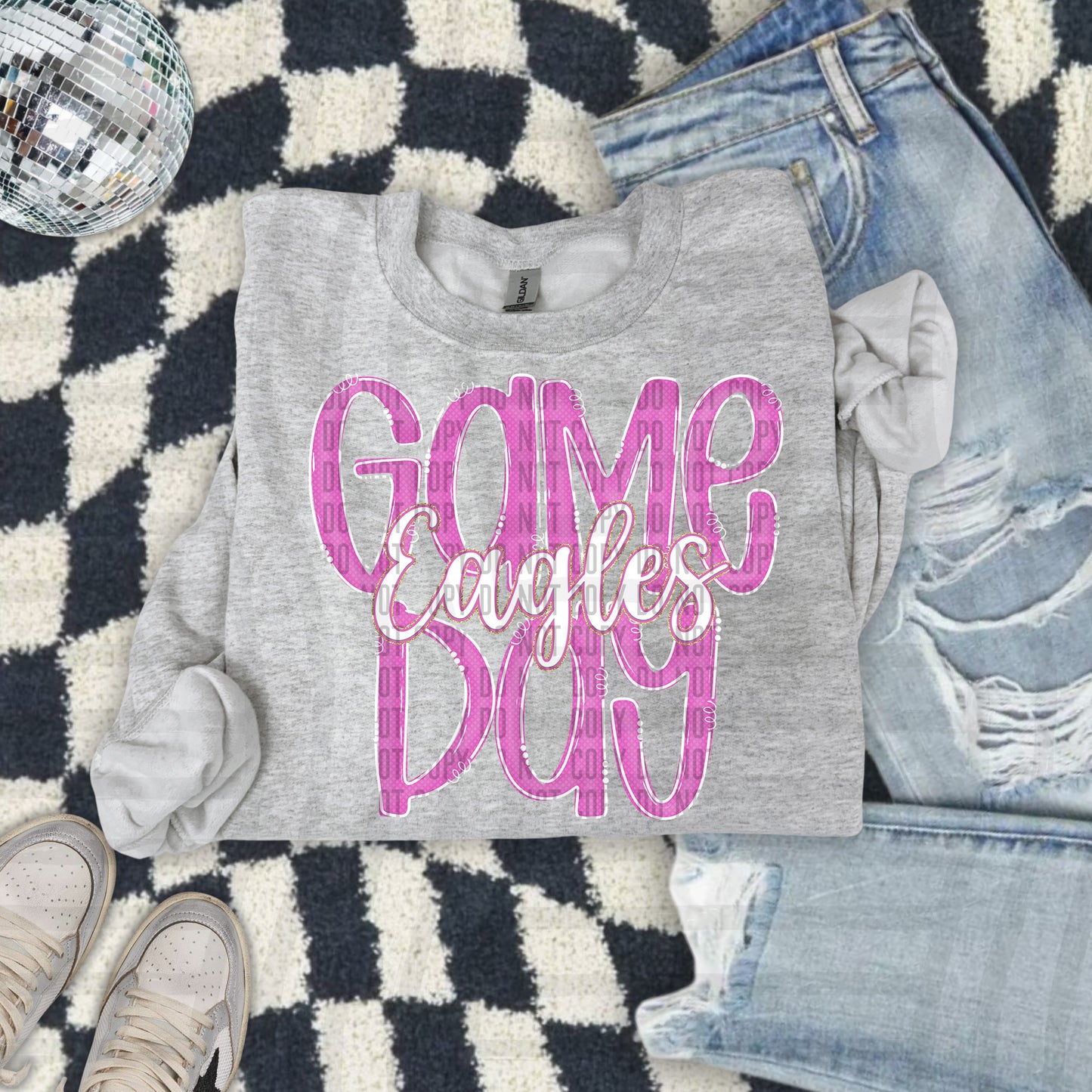 Pink - GAME DAY Doodles - 300 dpi Digital Download