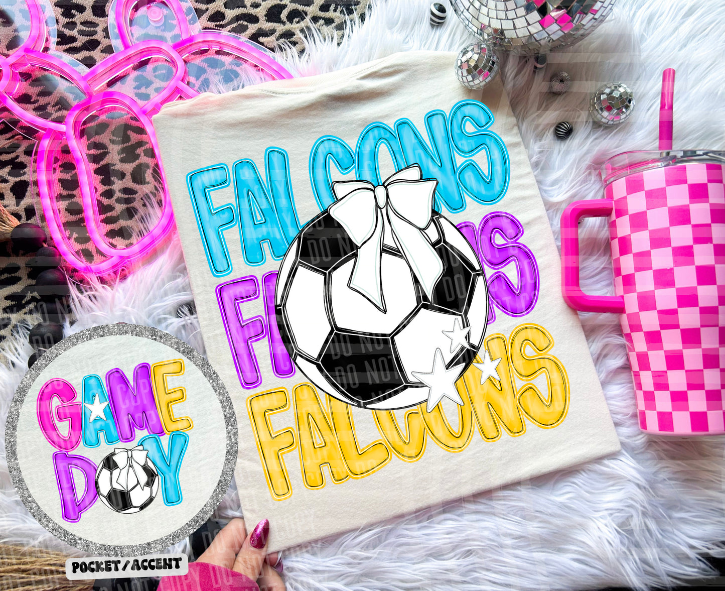 Bright Preppy Stacked Soccer Dropdown Digital Download 300DPI PNG FILE