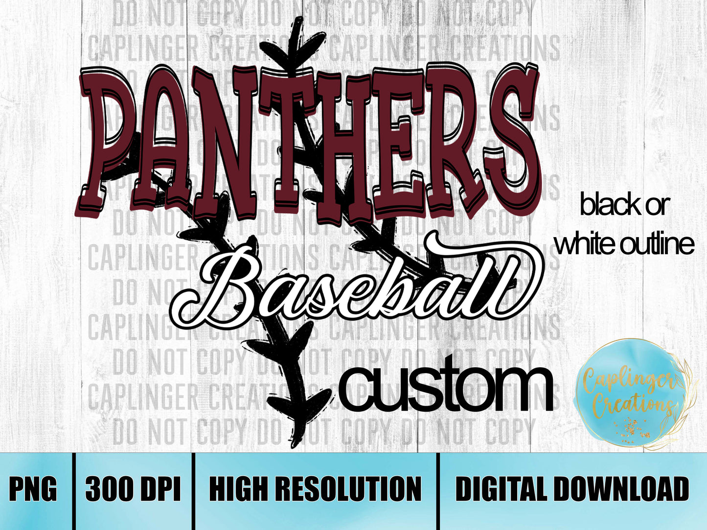 CUSTOM Team Baseball lace graphic - Digital download 300DPI PNG FILE