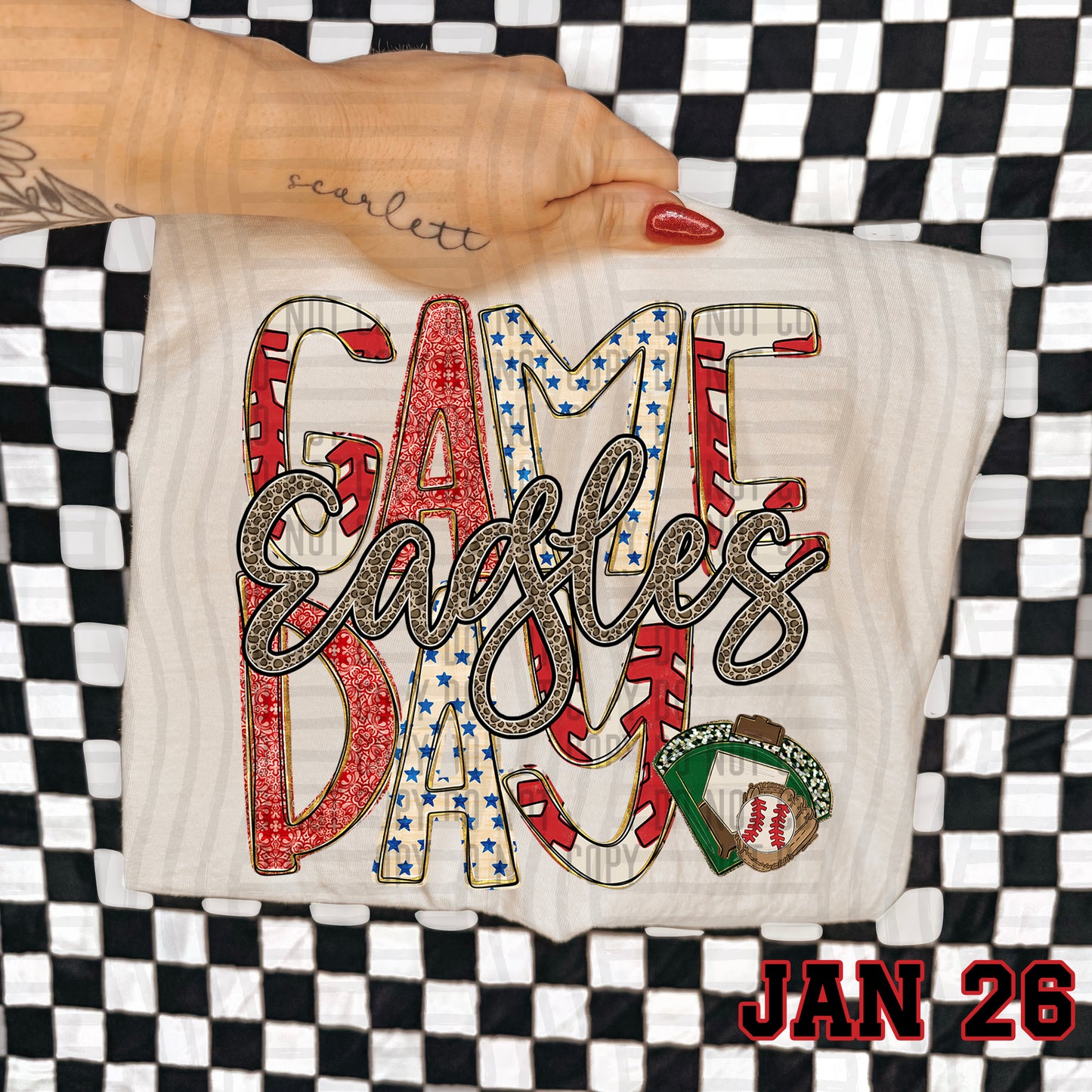 Game Day Baseball LEOPARD PRINT CENTER - Custom + DROPDOWN - 300 DPI digital download