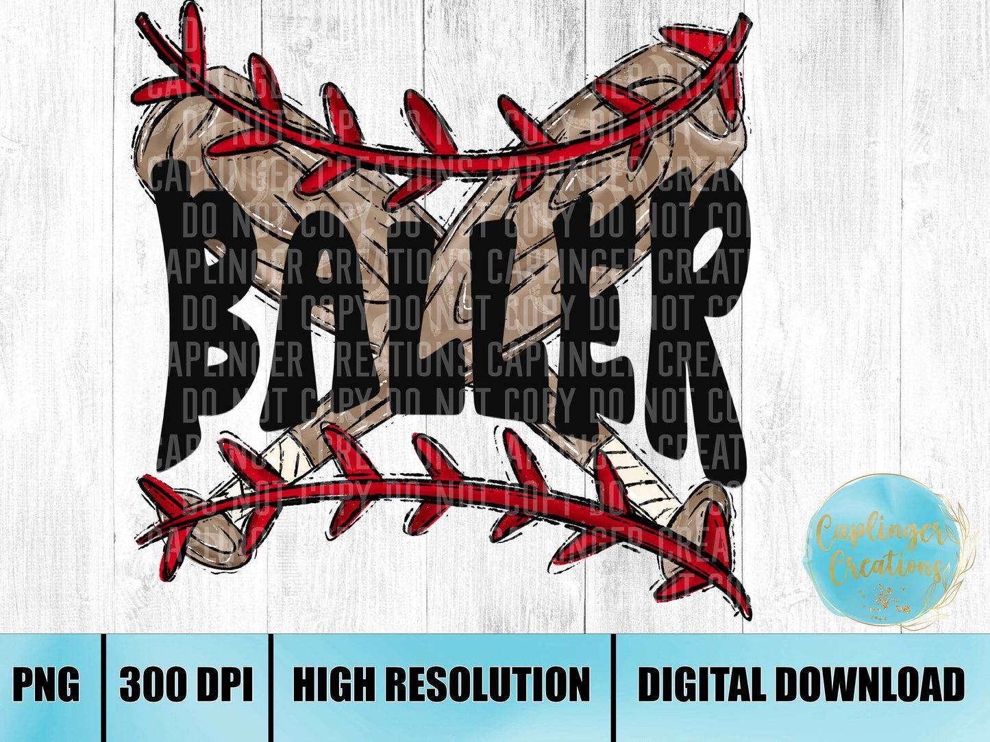 Baller w/bats - Digital download 300DPI PNG FILE